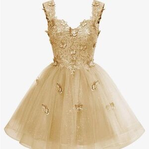 Gold Embellished Tulle Dress